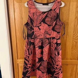 Apt. 9 Pink and Black Floral Midi Dress
